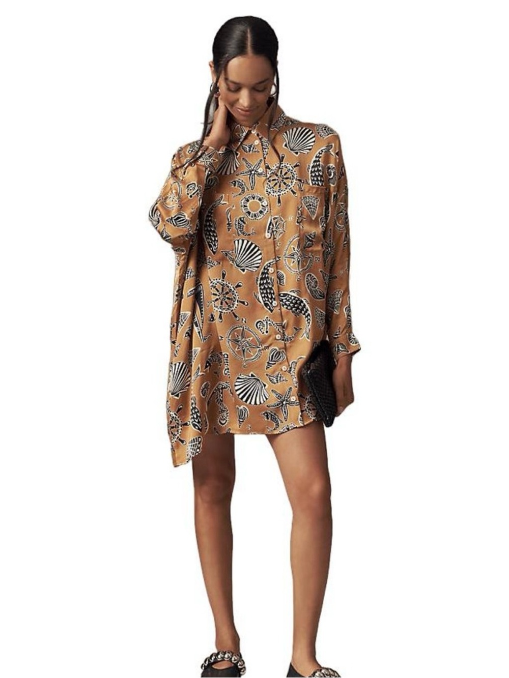 NWT Anthropologie Corey Lynn Calter Long-Sleeve Mini Shirt Dress